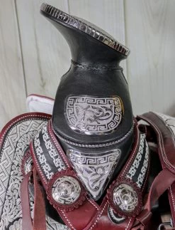 15.5" Montura Vino Bordada Diseno Flor Horse Saddle Embroidered -Western Harness Shop image 699
