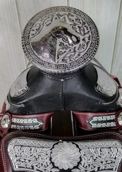 15.5" Montura Vino Bordada Diseno Flor Horse Saddle Embroidered -Western Harness Shop image 700
