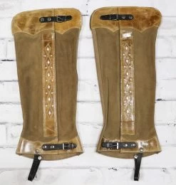 Polainas Largas Miel Diseno Elegante Gamuza Long Roughout Tan Half Chaps