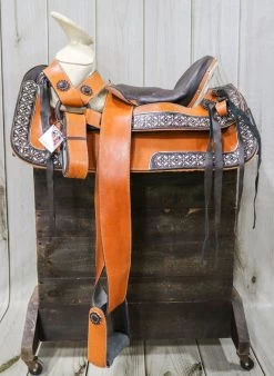 14.5" Mexican Saddle Montura Miel Diseno Charro -Western Harness Shop image 800