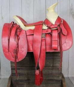 15.5" Red Charro Saddlebags Saddle Montura Silla Charra