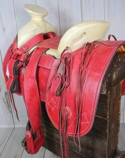 15.5" Red Charro Saddlebags Saddle Montura Silla Charra -Western Harness Shop image 805