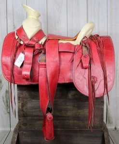 15.5" Red Charro Saddlebags Saddle Montura Silla Charra -Western Harness Shop image 806