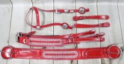 14.5" Montura Silla Charra Embroidered Red Charro Saddle Caballo -Western Harness Shop image 811