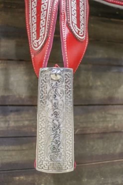 14.5" Montura Silla Charra Embroidered Red Charro Saddle Caballo -Western Harness Shop image 815