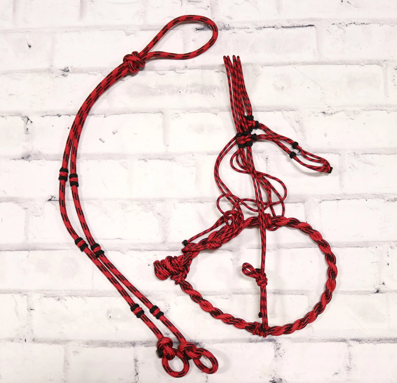 Charros 2-Tone Red Original Bosal/Rienda Halter Set 3 Charros 2-Tone Red Original Bosal/Rienda Halter Set