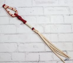 Charro Cuarta Chomite Red Black Rawhide Cotton Quirt Black