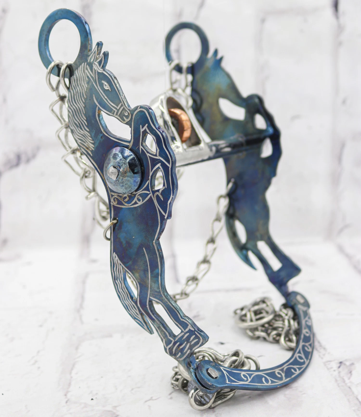 5" Azul Freno Charro Blue Cobre Horse Charro Bit 3 5" Azul Freno Charro Blue Cobre Horse Charro Bit