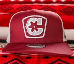 Maroon "C" Floral Cap Cachucha Charros Original