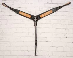 Charro Pecho Pretal Negra Vaqueta Montura Charra Breast Collar